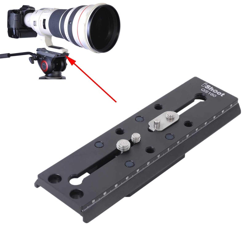 iShoot Camera Quick Release Plate Combo QR Mount Base Compatible with Tripod Fluid Head Manfrotto 500 Series, 700 Series and Sachtler FSB 10T / 8T/ 6T, DV2/DV8/DV10SB/DV12SB, V14/V18/ACE XL Series - Image 1